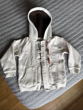 Gymboree Cream Hooded Sweatshirt with Brown Sherpa Lining